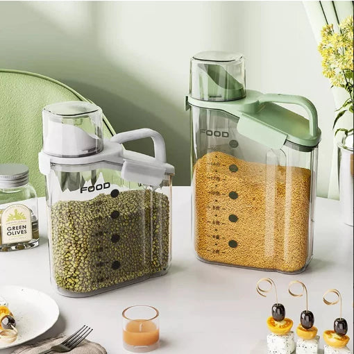 Pote Hermético em Acrílico dispenser para Grãos Sabão em pó e liquido com tampa Copo Medidor dosador