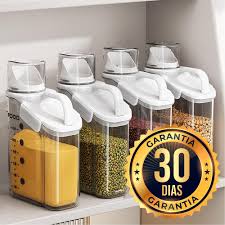 Pote Hermético em Acrílico dispenser para Grãos Sabão em pó e liquido com tampa Copo Medidor dosador