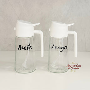 GALHETEIRO 2 EM 1 DE VIDRO COM BORRIFADOR BRANCO 450ML