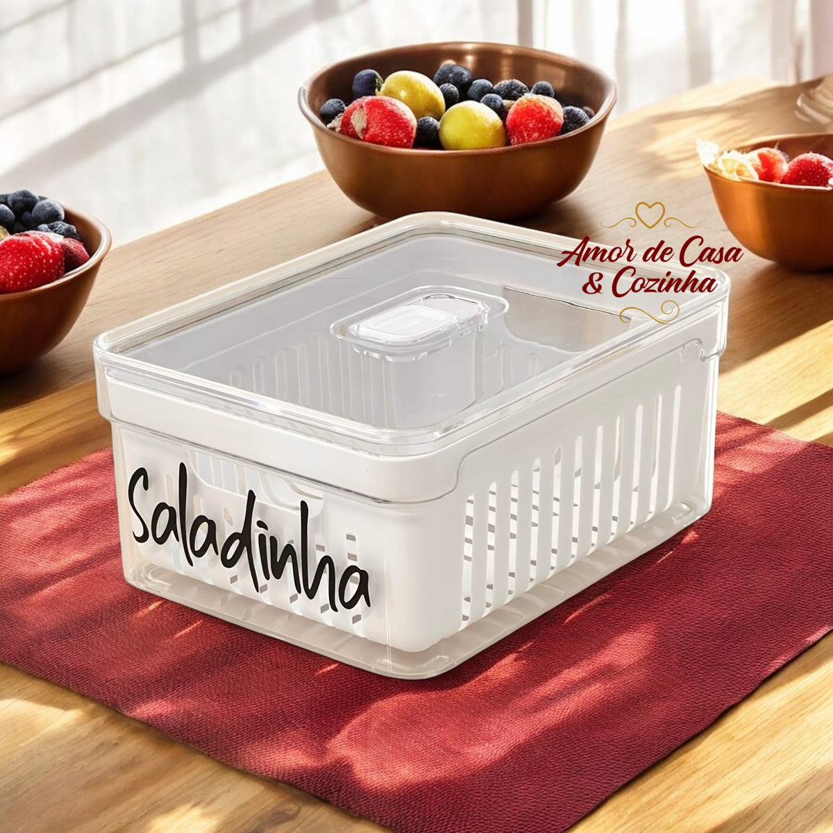 ORGANIZADOR CLEAR FRESH COM CESTO NATURAL 2,2 LITROS