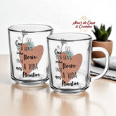 CONJUNTO 2 CANECAS DE VIDRO FLORIR 220ML